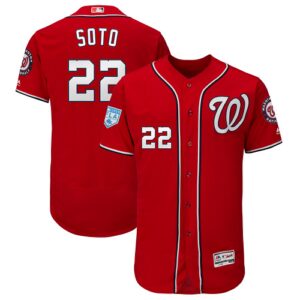 Men's Washington Nationals #22 Juan Soto Majestic Scarlet 2019 Spring Training Flex Base Player Jersey
