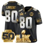 Steve Largent #0 Seattle Seahawks Super Bowl LX Gold Patch Game Jersey - All Stitched