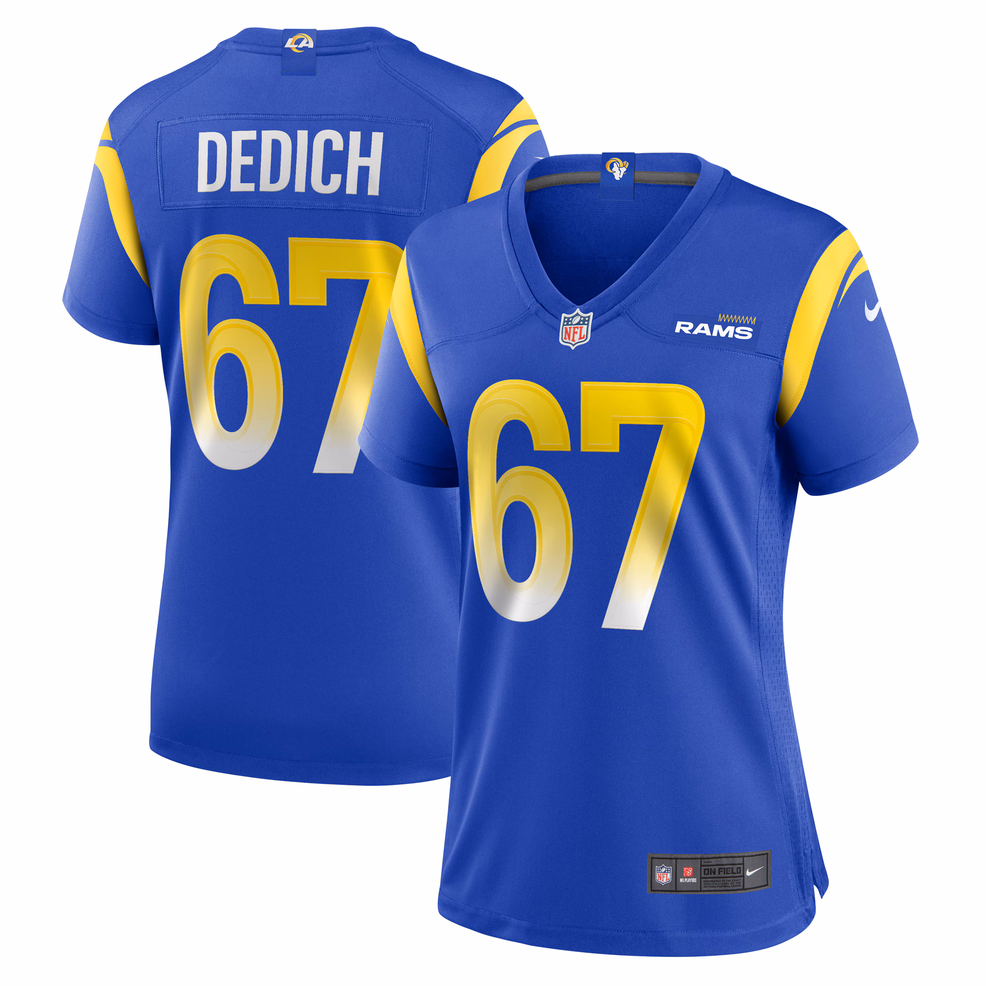 Justin Dedich Los Angeles Rams Women's Game Jersey -  Royal