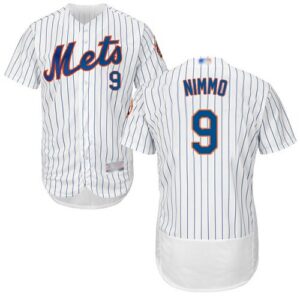 New York Mets #9 Brandon Nimmo White(Blue Strip) Flexbase Collection Stitched Jersey