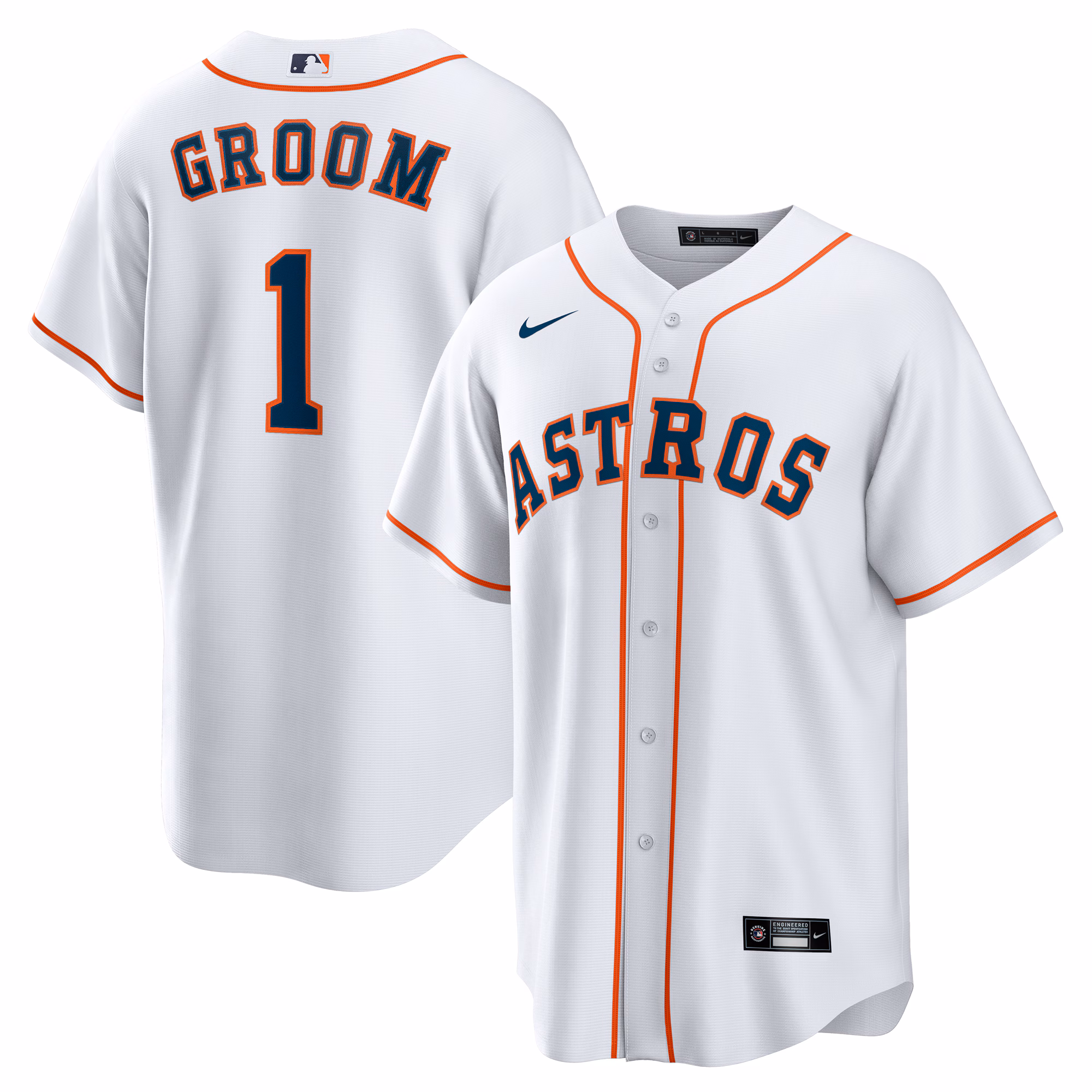 Houston Astros  White #1 Groom Home Replica Jersey