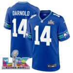 Sam Darnold #14 Seattle Seahawks Super Bowl LX Patch Royal Throwback Player Game Jersey