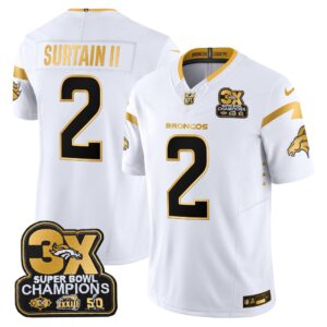 Patrick Surtain ll #2 Denver Broncos-Time Champions Patch Gold Vapor Limited Jersey - All Stitched