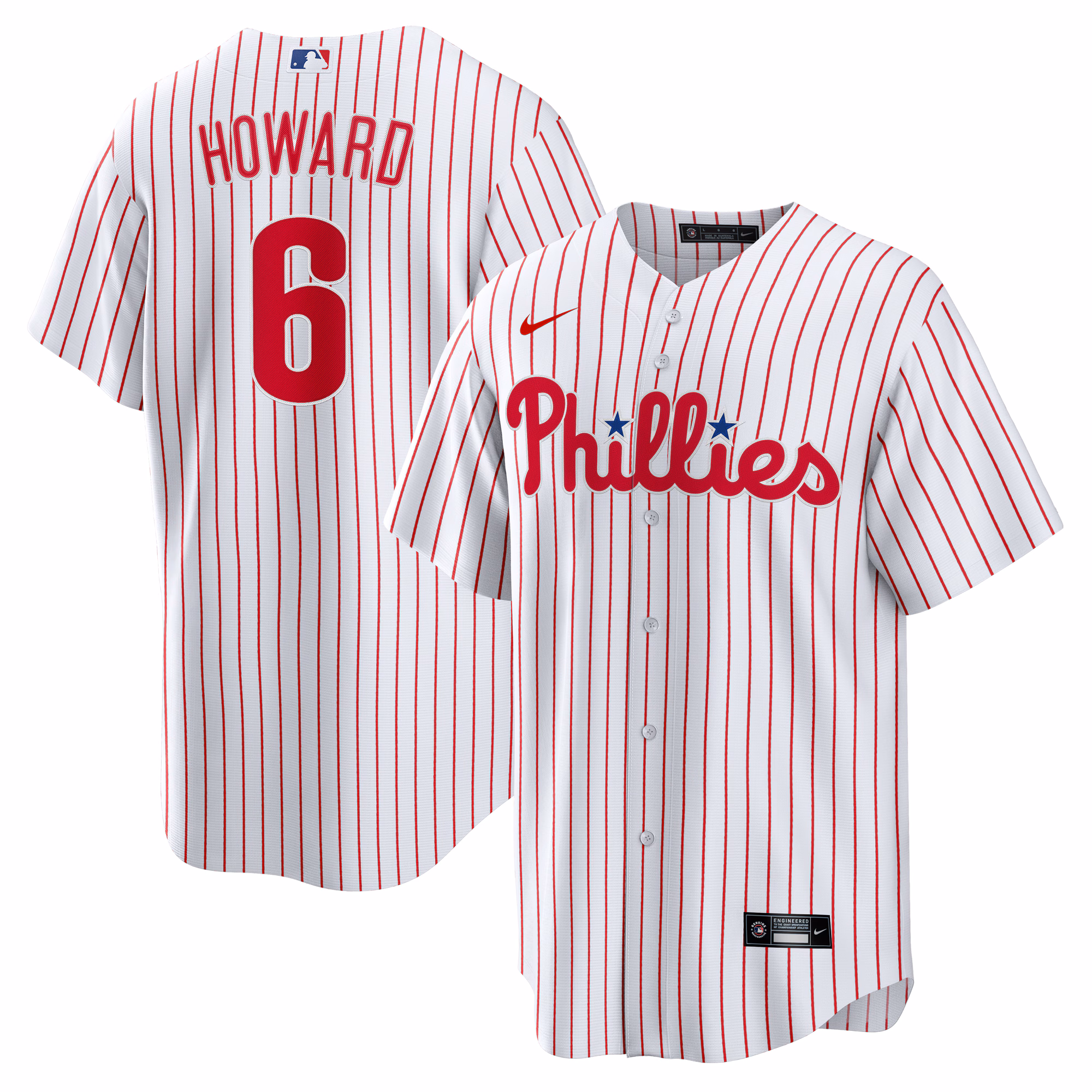 Philadelphia Phillies Ryan Howard #6 White Replica Player Jersey