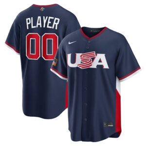 Pick-A-Player #00 USA Baseball 2026 World Baseball Classic Road Stadium Jersey - Navy