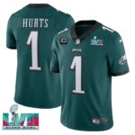 Men's Jalen Hurts #1 Players Limited Jersey Super Bowl LVII Patch-Green & Black & White