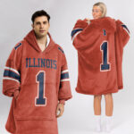 Adult #1 Illinois Football Unisex Blanket Hoodie