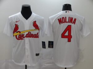 Men's St. Louis Cardinals #4 Yadier Molina White Stitched Cool Base  Jersey