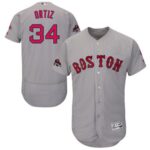 Boston Red Sox #34 David Ortiz Grey Flexbase Collection 2018 World Series Champions Stitched Jersey