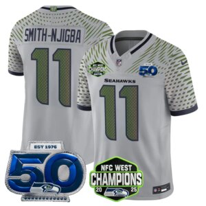 Smith-Njigba #11  Seattle Seahawks SEA 2026 NFC West Champions Limited Jersey - 50th Season Patch - All Stitched