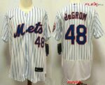 Men's New York Mets #48 Jacob deGrom White Stitched Flex Base  Jersey