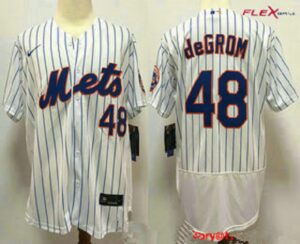Men's New York Mets #48 Jacob deGrom White Stitched Flex Base  Jersey