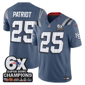 NE 6-Time Champions Patch Vapor Limited Jersey - All Stitched