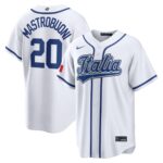 Miles Mastrobuoni #20 Italy Baseball 2026 World Baseball Classic Home Stadium Jersey - White