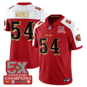 San Francisco 49ers Fred Warner # 54 SF Rivalries 5-Time Champions Patch Vapor Limited Jersey - All Stitched