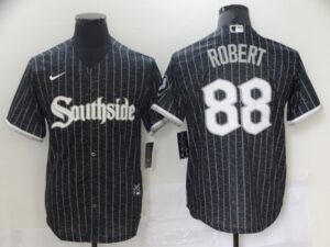 Men's  Chicago White Sox #88 Luis Robert Black 2021 City Connect Cool Base Jersey