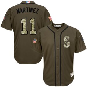 Seattle Mariners #11 Edgar Martinez Green Salute to Service Stitched Jersey