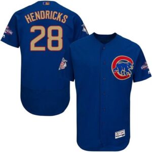 Chicago Cubs #28 Kyle Hendricks Blue Flexbase 2017 Gold Program Stitched Jersey