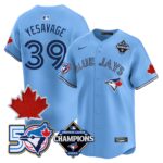 Trey Yesavage #39 Toronto Blue Jays 50th Red Maple Leaf Patch World Series Limited Jersey Stitched - Light Blue