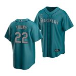 Men's Seattle Mariners #22 Cole Young 2022 Draft Jersey Aqua Alternate