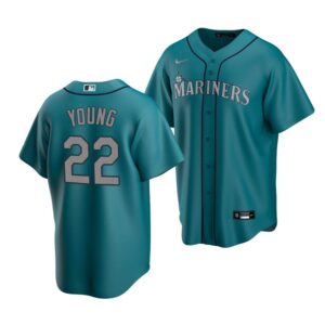 Men's Seattle Mariners #22 Cole Young 2022 Draft Jersey Aqua Alternate