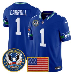 Pete Carroll #1 Seattle Seahawks United States 250th Anniversary Patch Vapor Limited Jersey - All Stitched