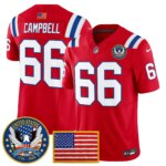 Will Campbell #66 New England Patriots United States 250th Anniversary Patch Vapor Limited Jersey - All Stitched