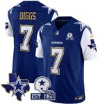 Trevon Diggs #7 Cowboys Texas Patch Gold Trim Vapor Jersey - All Stitched