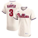 Philadelphia Phillies Bryce Harper #3 Cream Alternate 2 Elite Jersey