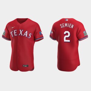 Men's Texas Rangers #2 Marcus Semien Scarlet Alternate Flex Base Jersey