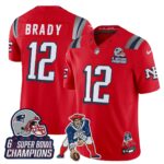 Tom Brady #12 New England Patriots 2025 Rivalries 6x Champions & Throwbacks Mascot Patch Vapor Limited Jersey - All Stitched