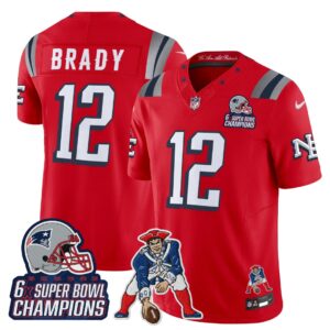 Tom Brady #12 New England Patriots 2025 Rivalries 6x Champions & Throwbacks Mascot Patch Vapor Limited Jersey - All Stitched