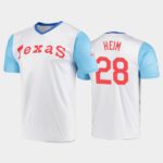 Men's Mitchell And Ness Wordmark White Texas Rangers Cooperstown Collection #28 Jonah Heim Throwback Jersey