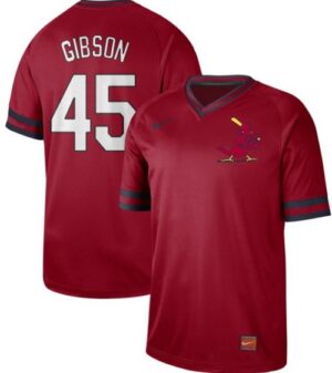 Men's  St. Louis Cardinals #45 Bob Gibson Red Cooperstown Collection Stitched Jersey