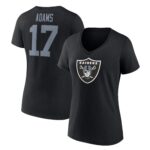 Women's Davante Adams Black Las Vegas Raiders Player Icon Name & Number V-Neck T-Shirt