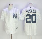 New York Yankees #20 Jorge Posada White Strip New Cool Base Stitched Jersey