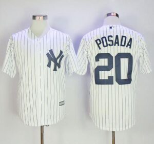 New York Yankees #20 Jorge Posada White Strip New Cool Base Stitched Jersey