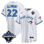 Ernie Clement #22 Toronto Blue Jays 2025 American League Champions Jersey Stitched White
