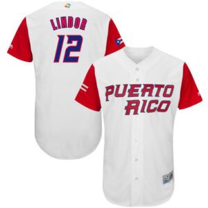Team Puerto Rico #12 Francisco Lindor White 2017 World Baseball Classic Stitched Jersey