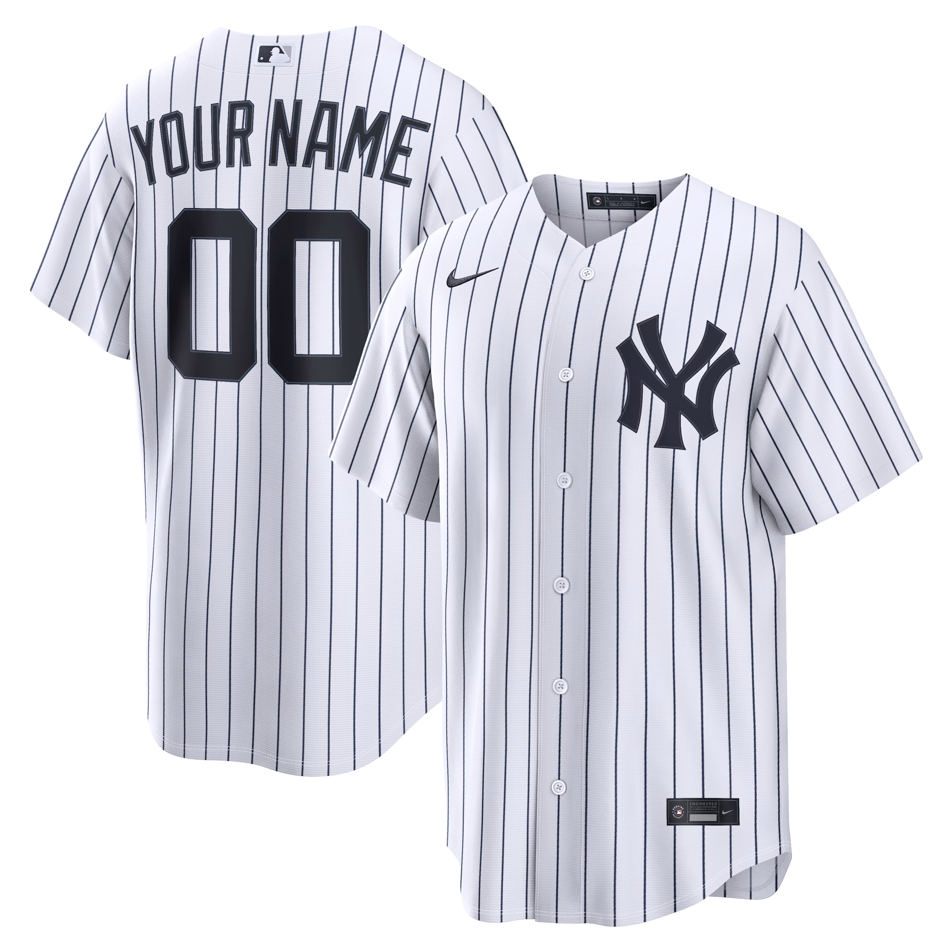 New York Yankees White Home Replica Custom #00 Jersey