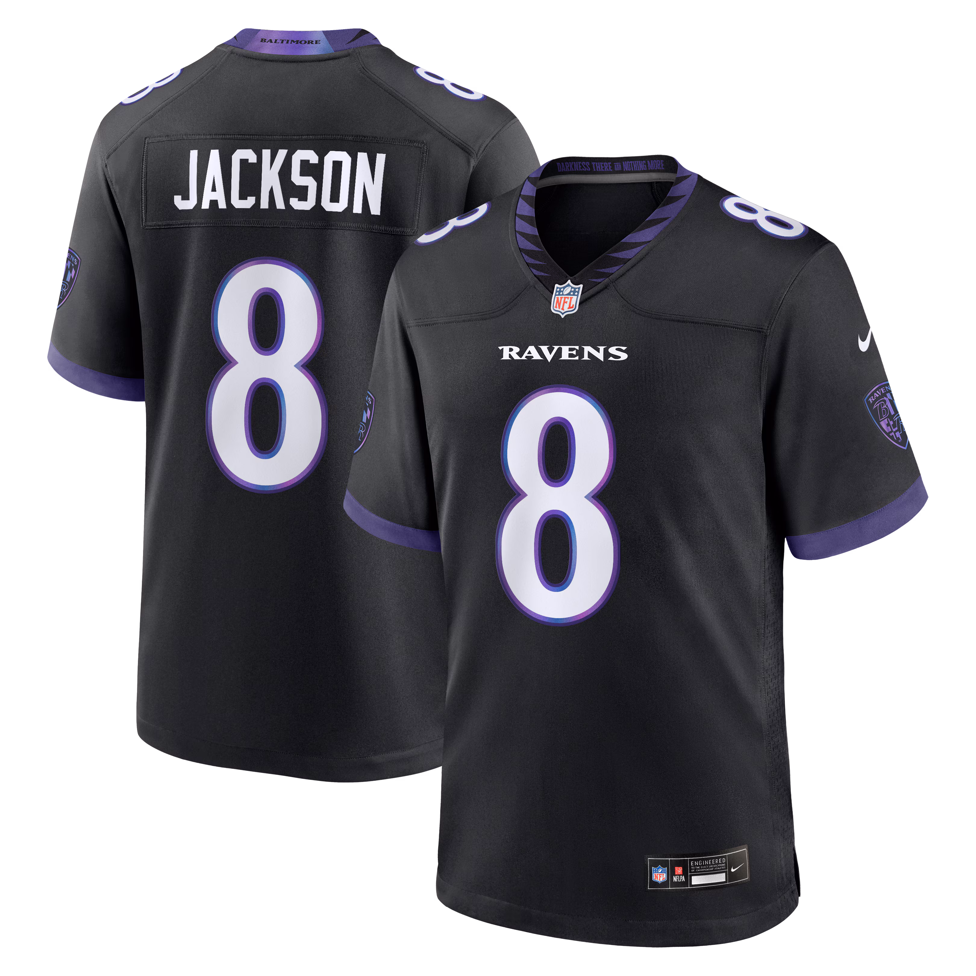 Men's Baltimore Ravens Lamar Jackson #8 Black Alternate Game Jersey