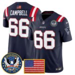 Will Campbell #66 New England Patriots United States 250th Anniversary Patch Vapor Limited Jersey - All Stitched