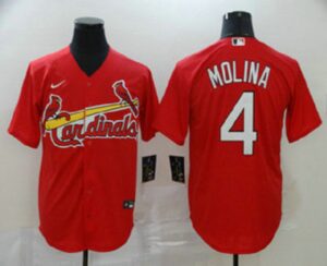 Men's St. Louis Cardinals #4 Yadier Molina Red Stitched Cool Base  Jersey