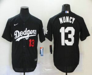 Men's  Los Angeles Dodgers #13 Max Muncy Black Stitched Cool Base Jersey
