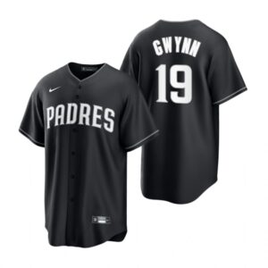 San Diego Padres #19 Tony Gwynn  Black White 2021 All Black Fashion Jersey