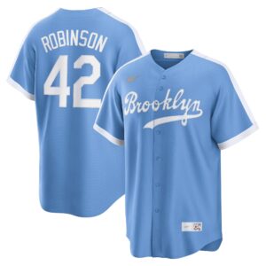 Men's Brooklyn Dodgers #42 Jackie Robinson  Light Blue Alternate Cooperstown Collection Jersey