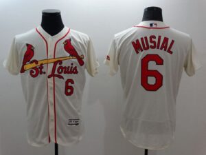 St. Louis Cardinals #6 Stan Musial Cream Flexbase Collection Stitched Jersey