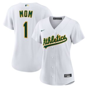 Women's Athletics  White #1 Mom Home Replica Jersey