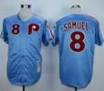 Mitchell And Ness 1984 Philadelphia Phillies #8 Juan Samuel Blue Throwback Stitched Jersey
