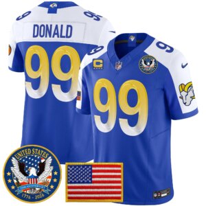 Aaron Donald #99 Los Angeles Rams 2025 United States 250th Anniversary Patch Vapor Limited Jersey - All Stitched